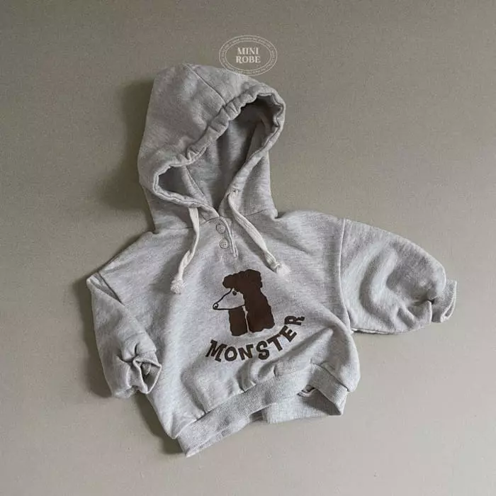 Mini Robe - Korean Baby Fashion - #babyoutfit - Monster Hoody Tee - 4