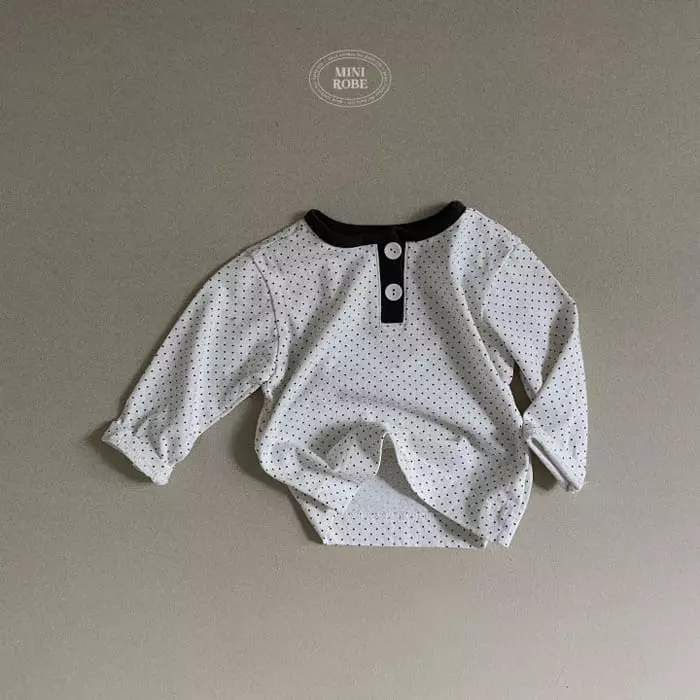 Mini Robe - Korean Baby Fashion - #babyoutfit - Dot Button Tee - 4