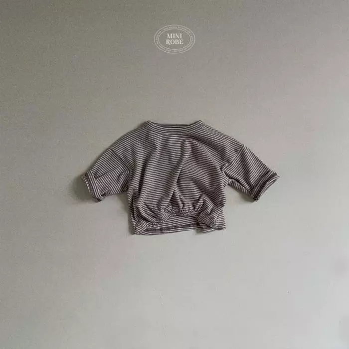 Mini Robe - Korean Baby Fashion - #babywear - Pin Stripes Shirring Tee - 5