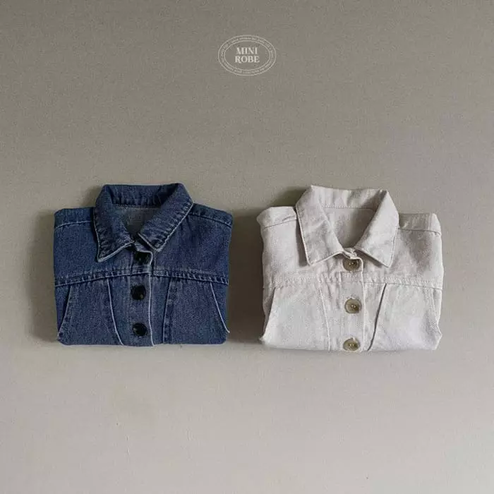 Mini Robe - Korean Baby Fashion - #babyoutfit - Pocket Denim Jacket - 4