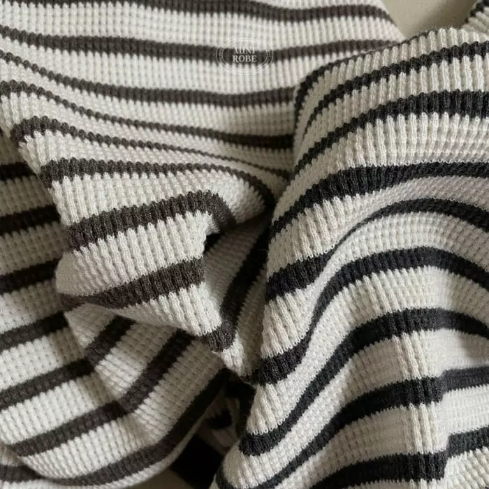 Mini Robe - Korean Baby Fashion - #onlinebabyboutique - Waffle Stripes Sweatshirt
