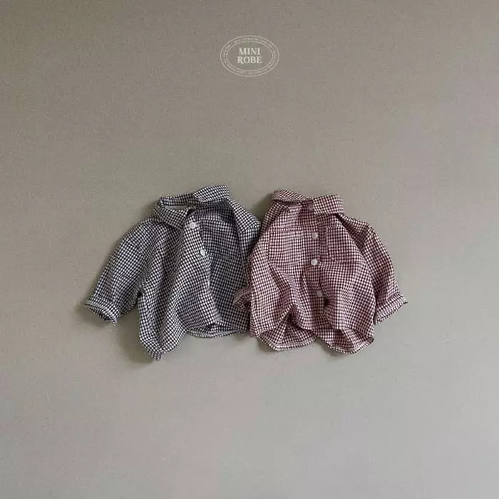 Mini Robe - Korean Baby Fashion - #onlinebabyboutique - Mini Check Shirt - 8