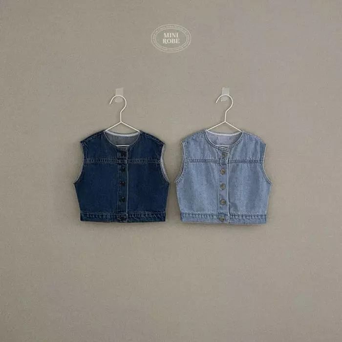 Mini Robe - Korean Baby Fashion - #babywear - Bijo Denim Vest - 4