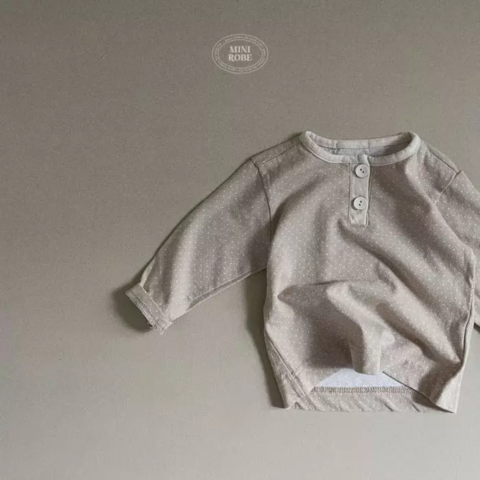 Mini Robe - Korean Baby Fashion - #onlinebabyshop - Dot Button Tee - 6