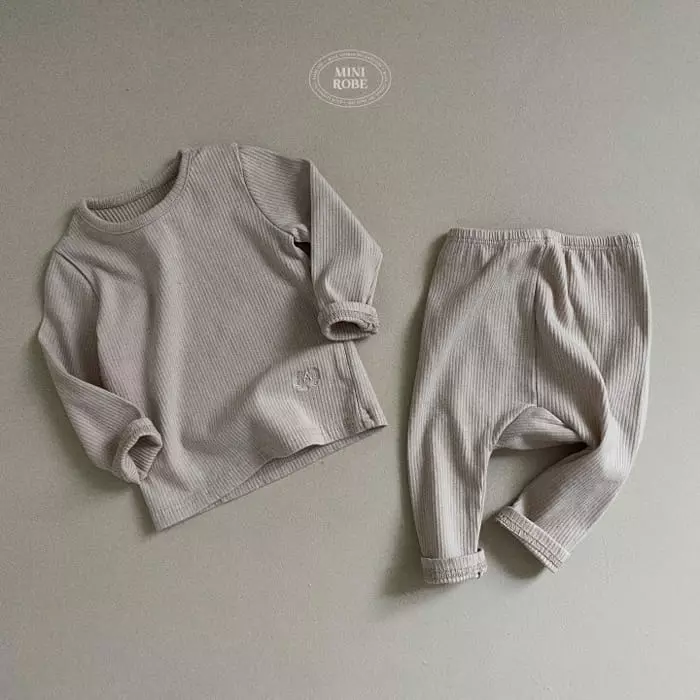 Mini Robe - Korean Baby Fashion - #onlinebabyshop - Rib Top Bottom Set - 8