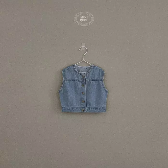 Mini Robe - Korean Baby Fashion - #onlinebabyshop - Bijo Denim Vest - 5