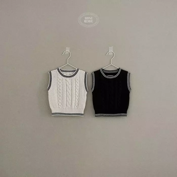 Mini Robe - Korean Baby Fashion - #onlinebabyshop - Twist Knit Vest - 8