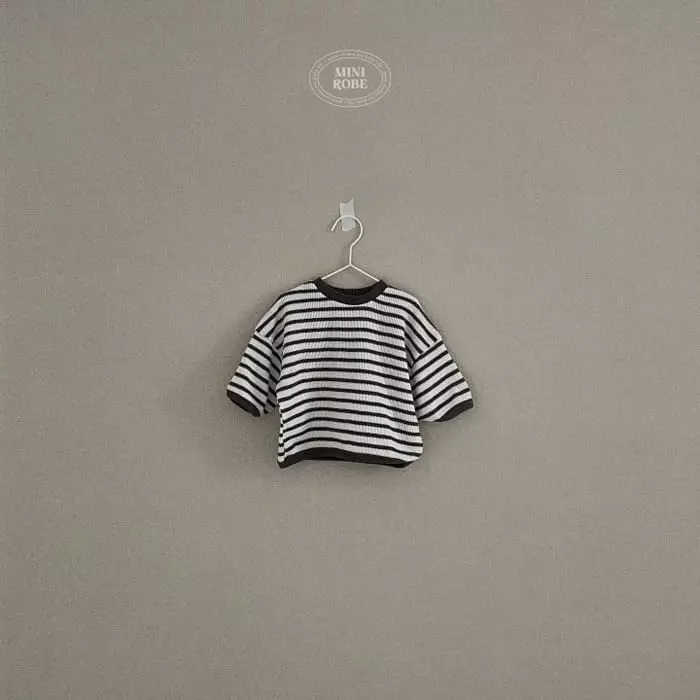 Mini Robe - Korean Baby Fashion - #smilingbaby - Waffle Stripes Sweatshirt - 3