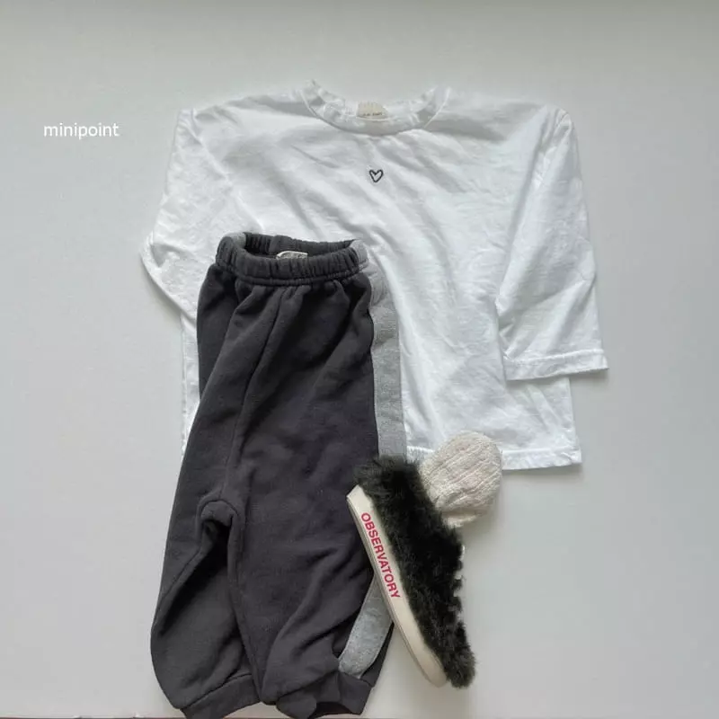 Minipoint - Korean Children Fashion - #childofig - Heart Embroidery Tee - 3