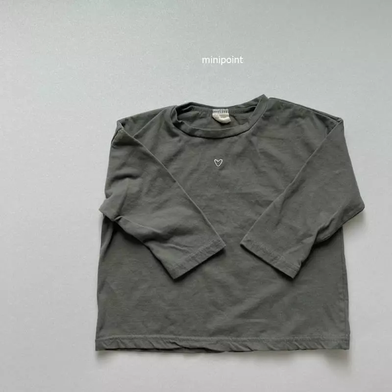 Minipoint - Korean Children Fashion - #childofig - Heart Embroidery Tee - 4