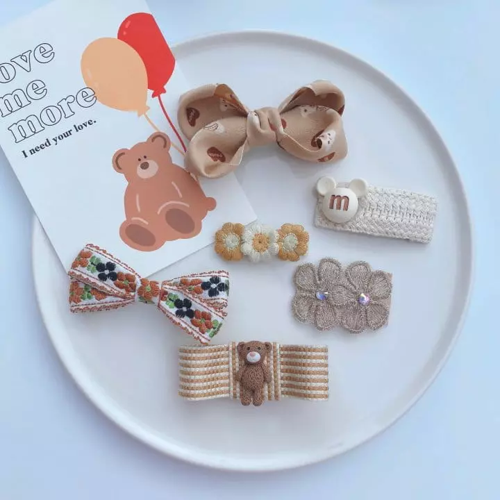Mins - Korean Children Fashion - #Kfashion4kids - Brown Bear Hairpin Set - 2