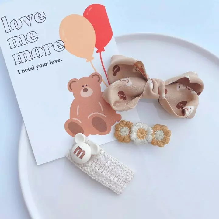 Mins - Korean Children Fashion - #littlefashionista - Brown Bear Hairpin Set - 3