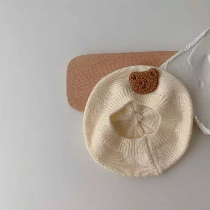 Miso - Korean Baby Fashion - #babyootd - Bear Knit Beret Hat