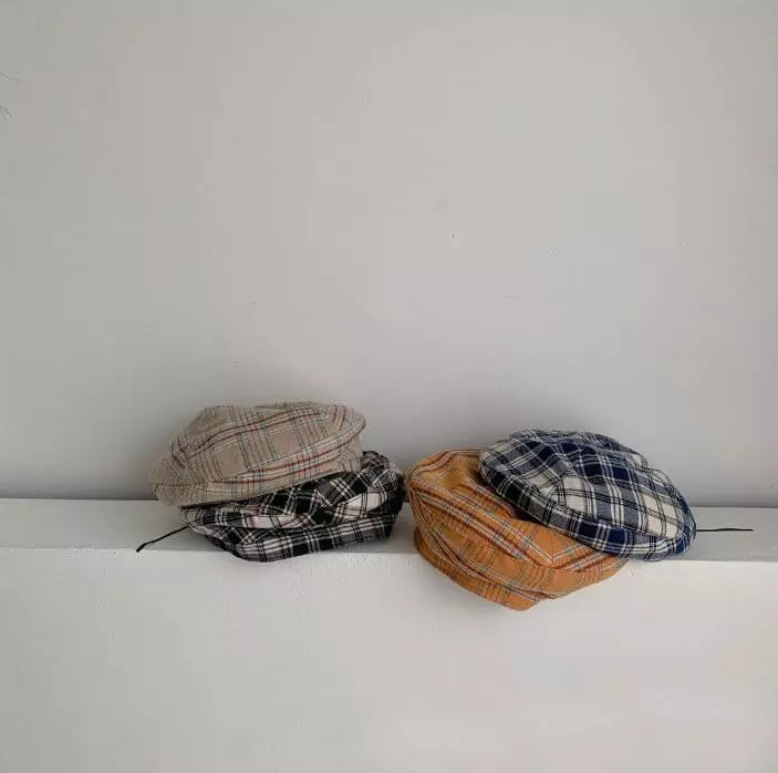 Miso - Korean Baby Fashion - #babyoutfit - Check Beret Hat