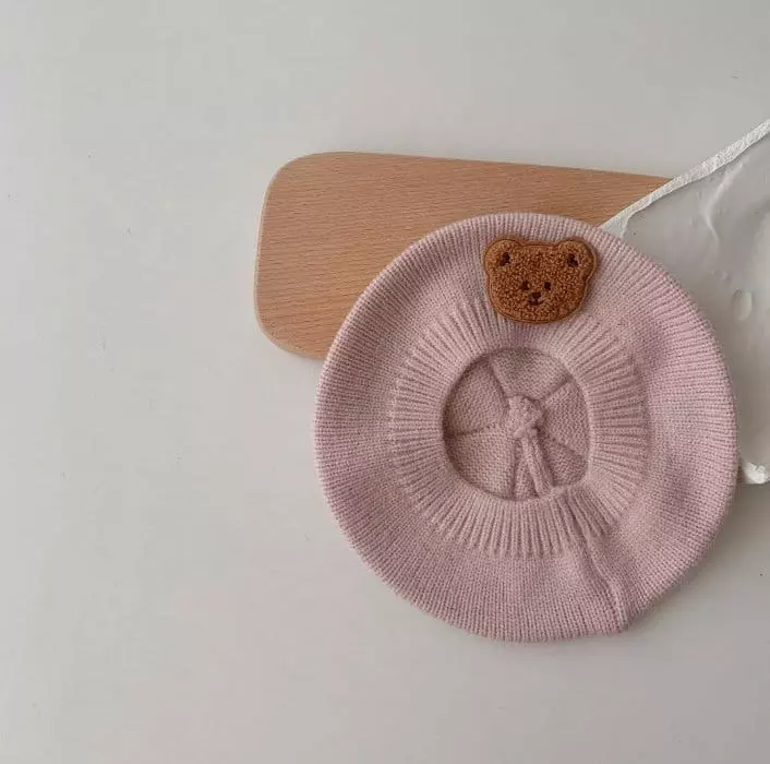 Miso - Korean Baby Fashion - #babyoutfit - Bear Knit Beret Hat - 2