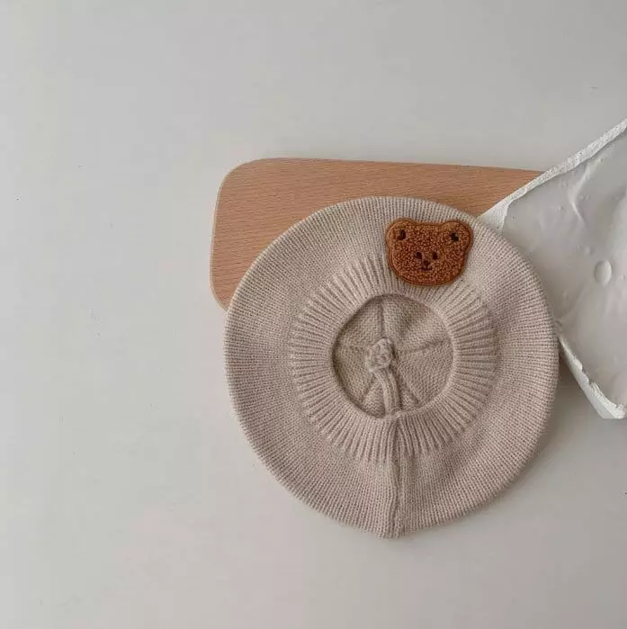 Miso - Korean Baby Fashion - #babyoutfit - Bear Knit Beret Hat - 3