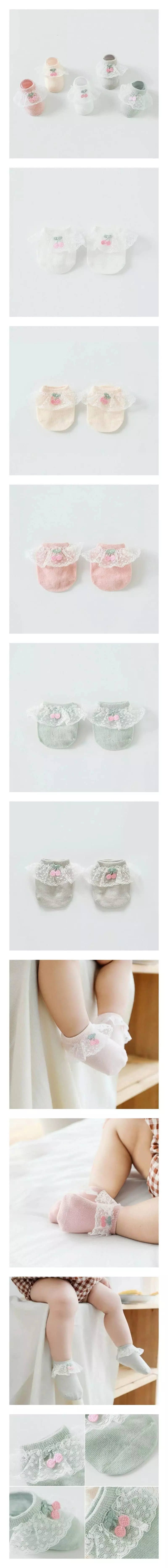 Miso - Korean Baby Fashion - #smilingbaby - Berry Lace Socks