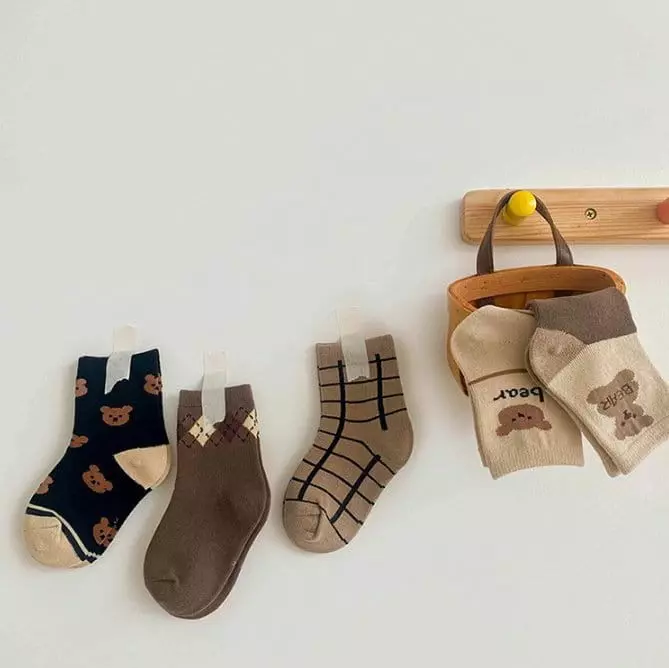 Miso - Korean Children Fashion - #childofig - Argyle Bear Socks Set - 2