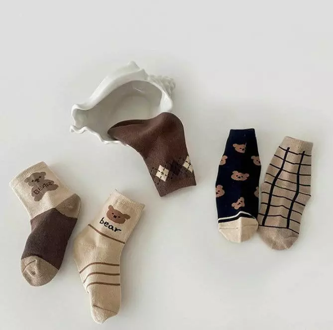 Miso - Korean Children Fashion - #childofig - Argyle Bear Socks Set - 3