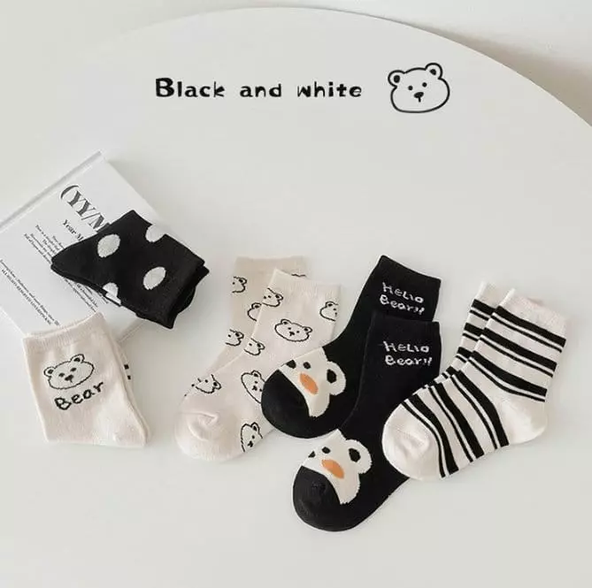 Miso - Korean Children Fashion - #childofig - Black White Socks Set