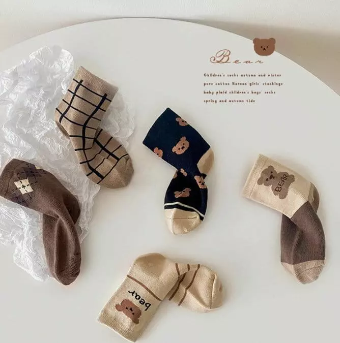 Miso - Korean Children Fashion - #childofig - Argyle Bear Socks Set - 4