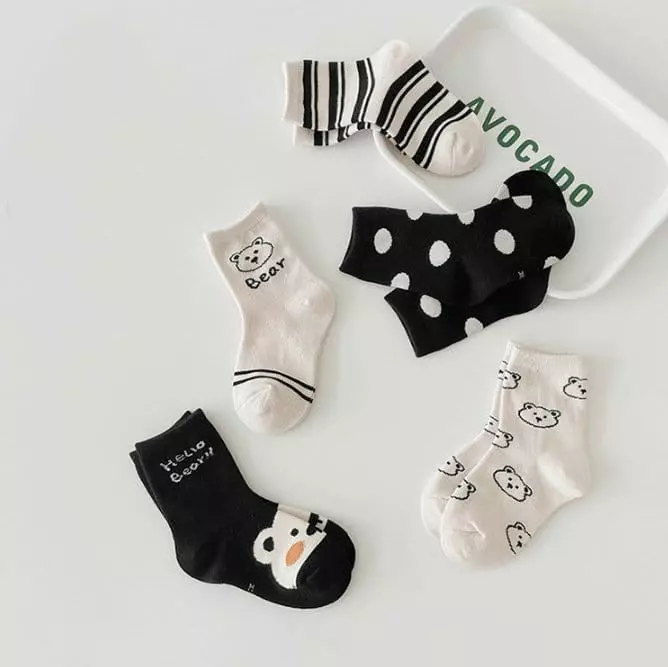 Miso - Korean Children Fashion - #childrensboutique - Black White Socks Set - 3
