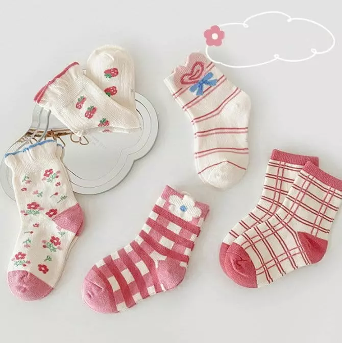 Miso - Korean Children Fashion - #designkidswear - Check Pink Socks Set - 2