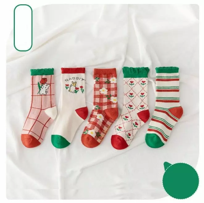 Miso - Korean Children Fashion - #fashionkids - Red Green Socks Set - 2