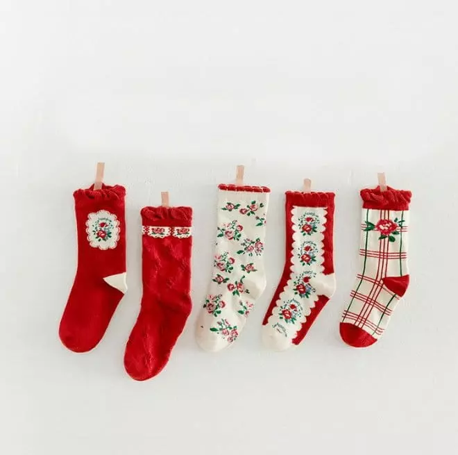 Miso - Korean Children Fashion - #kidzfashiontrend - Red Green Socks Set - 5