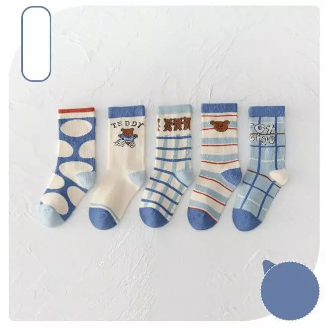 Miso - Korean Children Fashion - #kidzfashiontrend - Blue Black Sock Set - 2