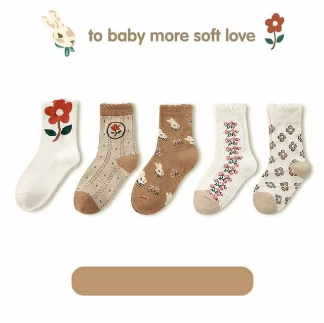 Miso - Korean Children Fashion - #kidzfashiontrend - Brown Flower Socks Set