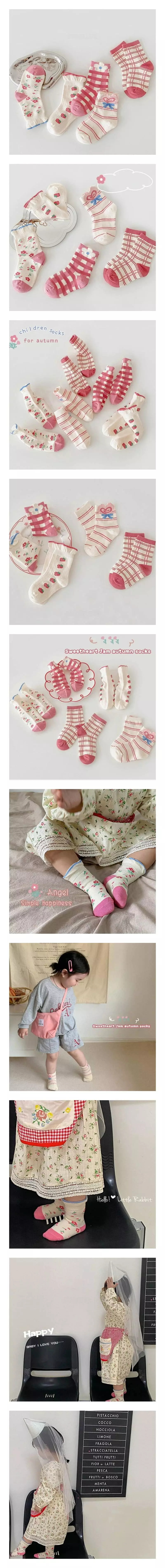 Miso - Korean Children Fashion - #littlefashionista - Cherry Pink Socks Set