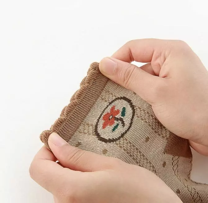Miso - Korean Children Fashion - #littlefashionista - Brown Flower Socks Set - 4