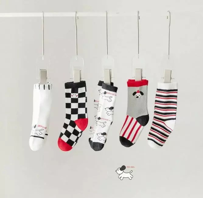 Miso - Korean Children Fashion - #minifashionista - Blue Black Sock Set - 6