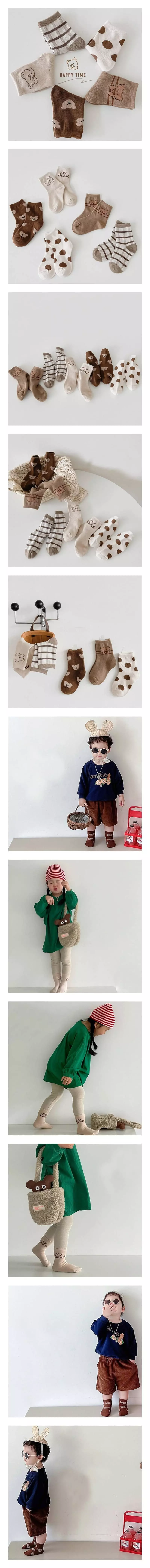 Miso - Korean Children Fashion - #minifashionista - Cherrry Dot Bear Socks Set