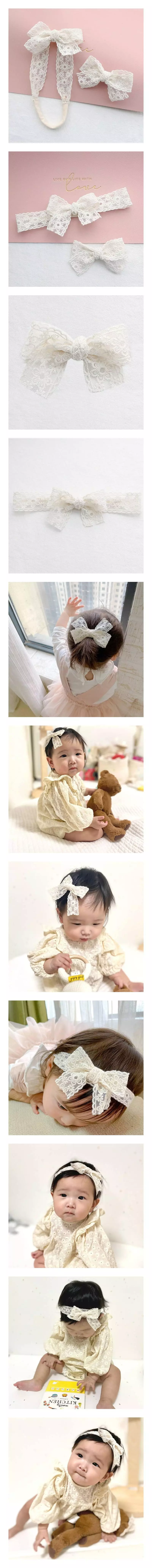 Miso - Korean Children Fashion - #minifashionista - Lace Ribbon Hairband Hairring Set