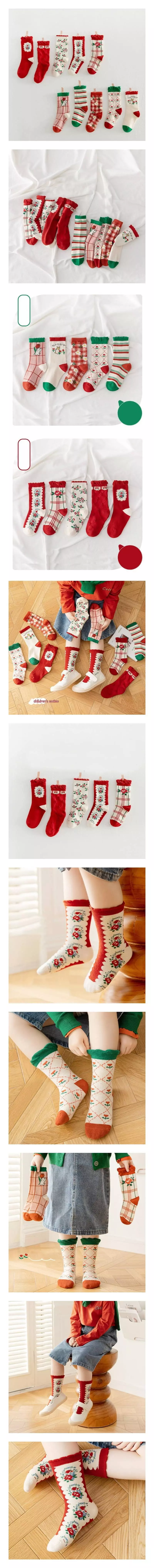 Miso - Korean Children Fashion - #prettylittlegirls - Red Green Socks Set