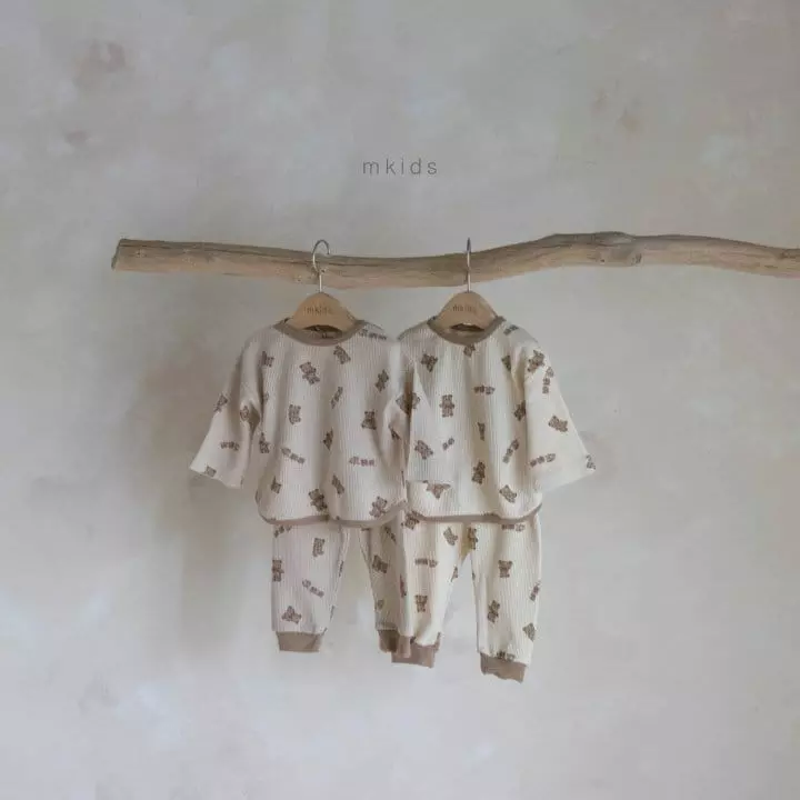 Mkids - Korean Baby Fashion - #babyboutique - Teddy Waffle Top Bottom Set - 8