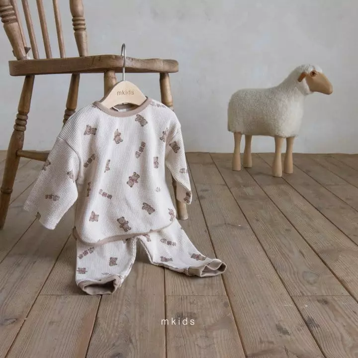 Mkids - Korean Baby Fashion - #babyfashion - Teddy Waffle Top Bottom Set - 11