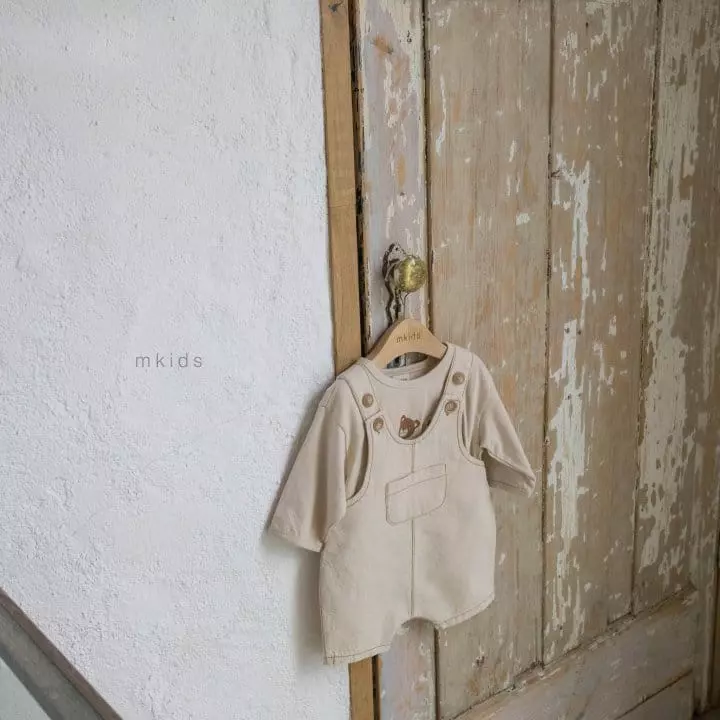 Mkids - Korean Baby Fashion - #babyoutfit - Bebe Dungarees Bodysuit - 3