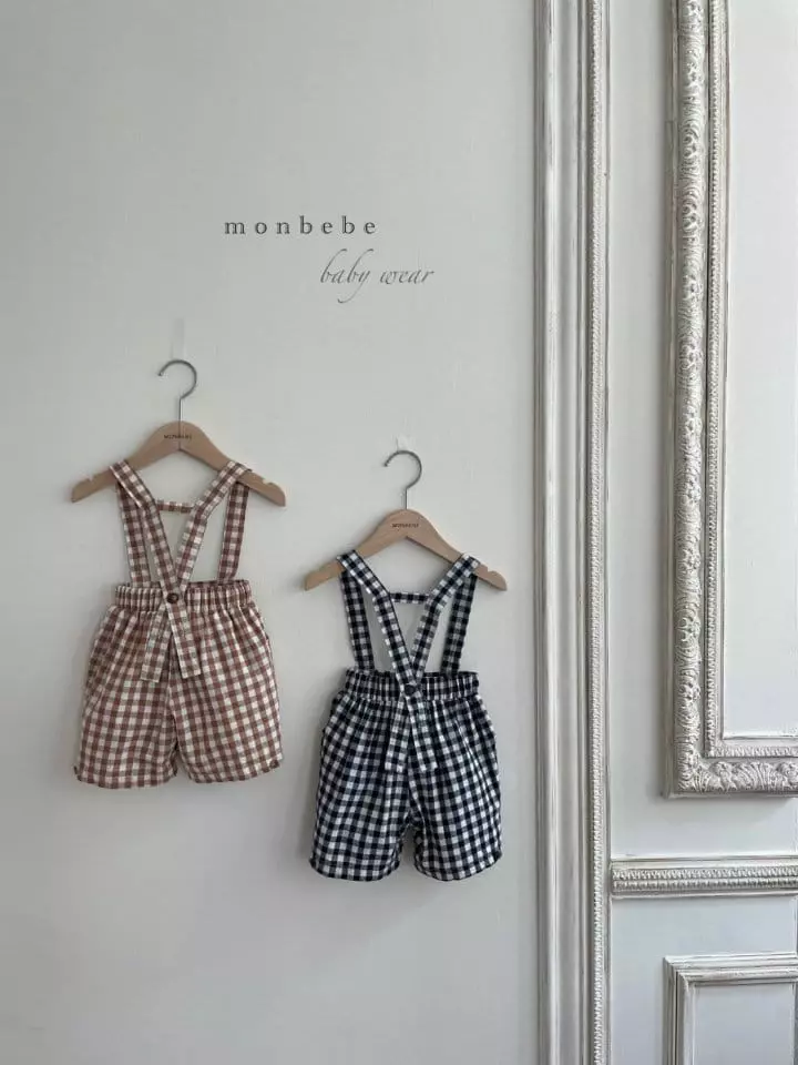 Monbebe - Korean Baby Fashion - #babyboutique - Check Dungarees Pants - 2