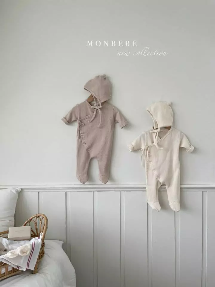Monbebe - Korean Baby Fashion - #babyboutique - Waffle Cozy Bodyusit with Bonnet - 8