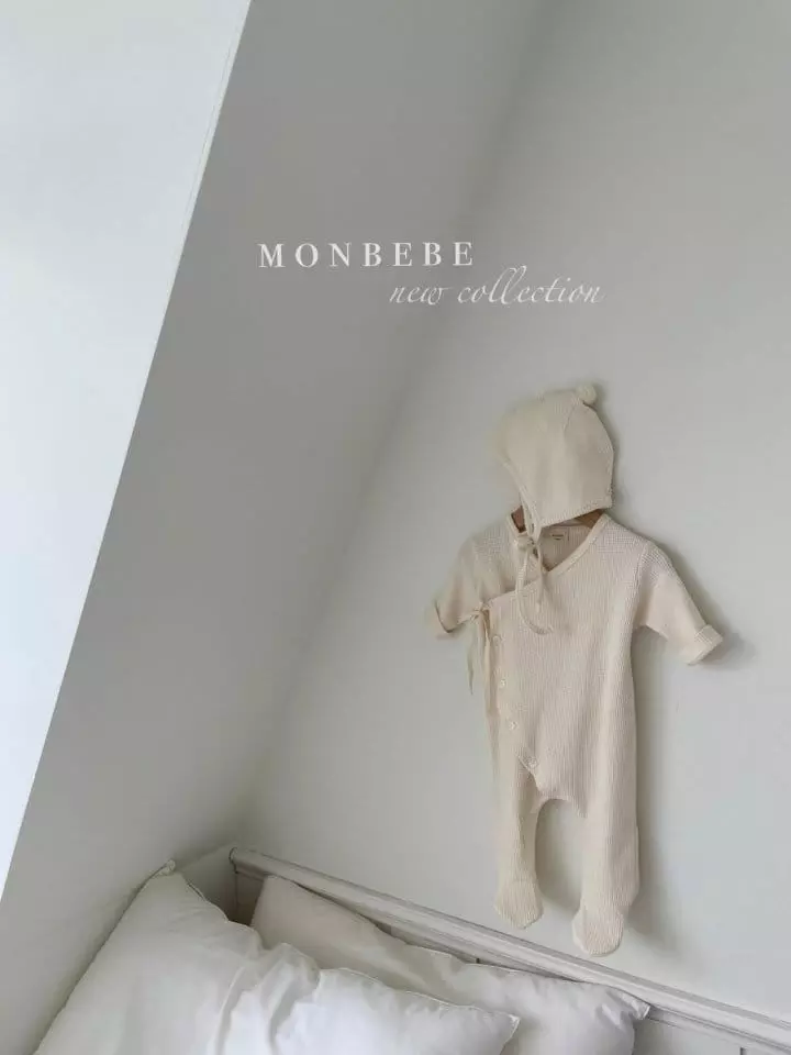 Monbebe - Korean Baby Fashion - #babyboutique - Waffle Cozy Bodyusit with Bonnet - 9