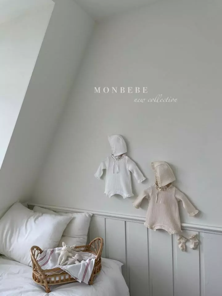 Monbebe - Korean Baby Fashion - #babyboutique - Waffle Bodyusit with Bonnet - 7