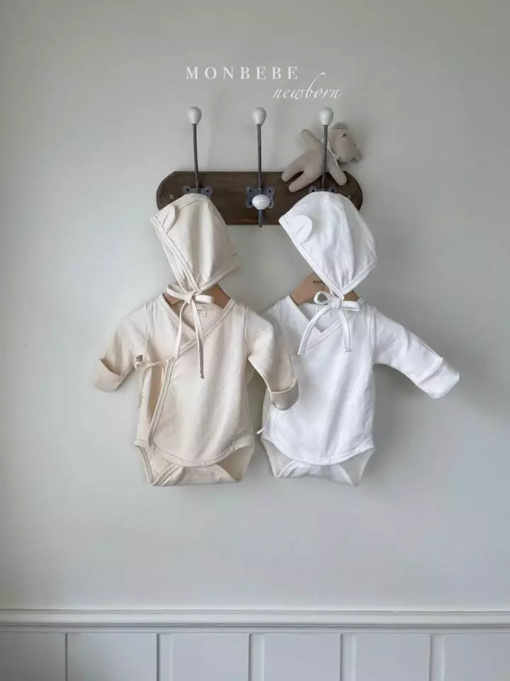 Monbebe - Korean Baby Fashion - #babyboutiqueclothing - Organic Bodysuit with Bonnet - 6