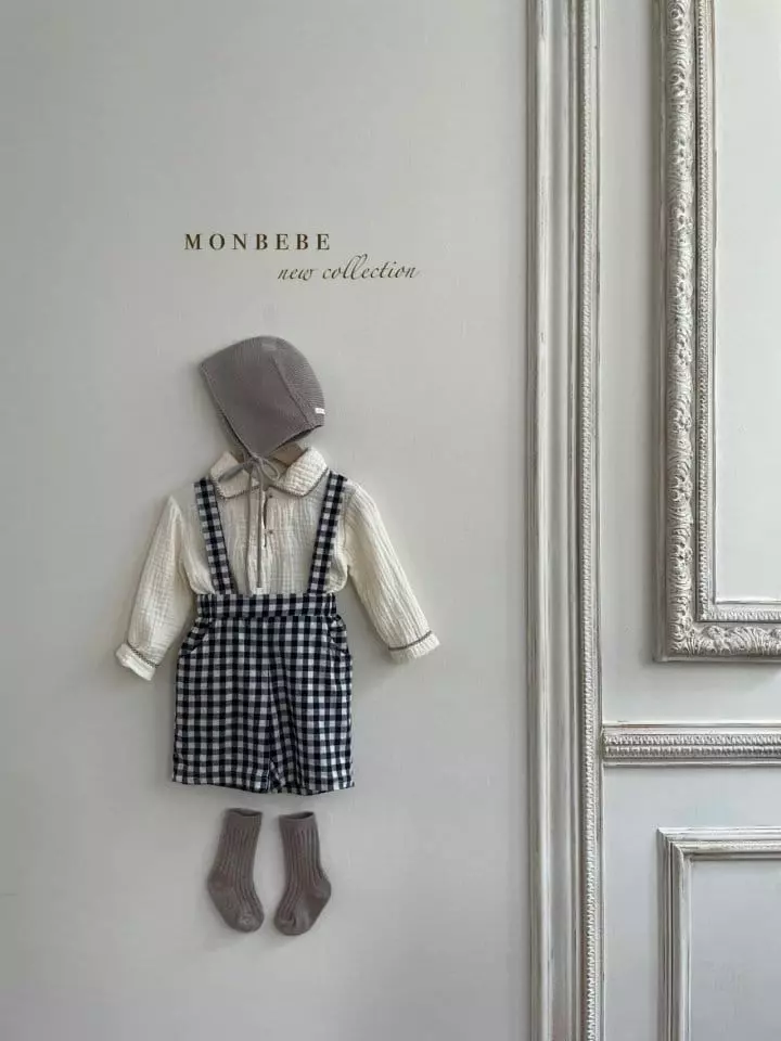 Monbebe - Korean Baby Fashion - #babyboutiqueclothing - Check Dungarees Pants - 4