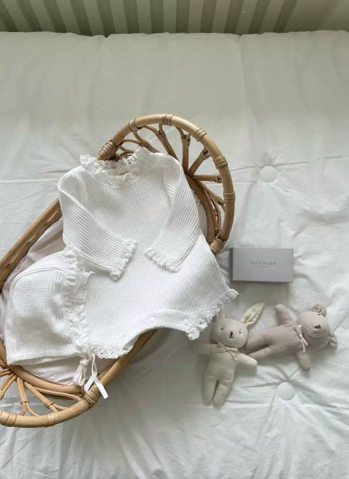 Monbebe - Korean Baby Fashion - #babyclothing - Waffle Bodyusit with Bonnet - 10