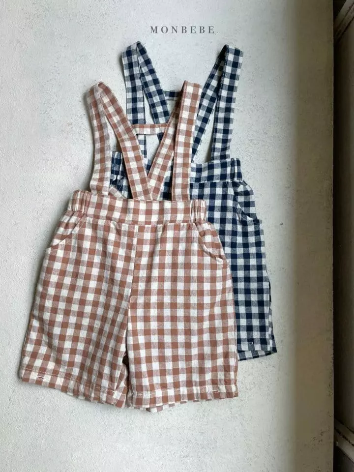 Monbebe - Korean Baby Fashion - #babyfashion - Check Dungarees Pants - 5