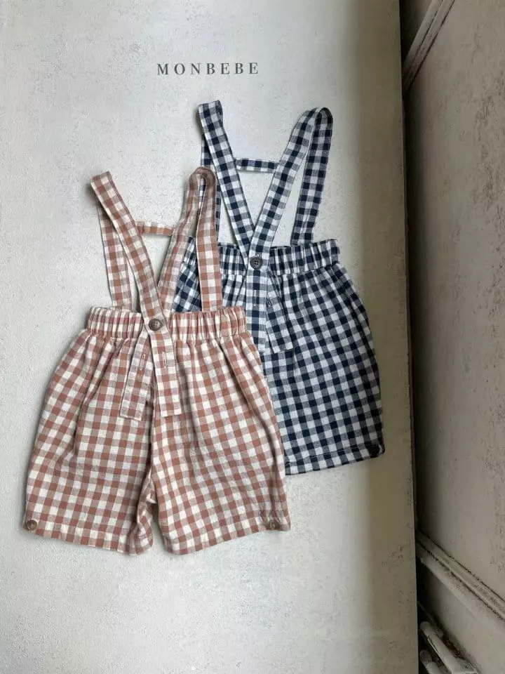 Monbebe - Korean Baby Fashion - #babyfever - Check Dungarees Pants - 6