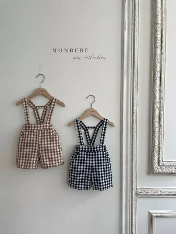 Monbebe - Korean Baby Fashion - #babygirlfashion - Check Dungarees Pants - 7